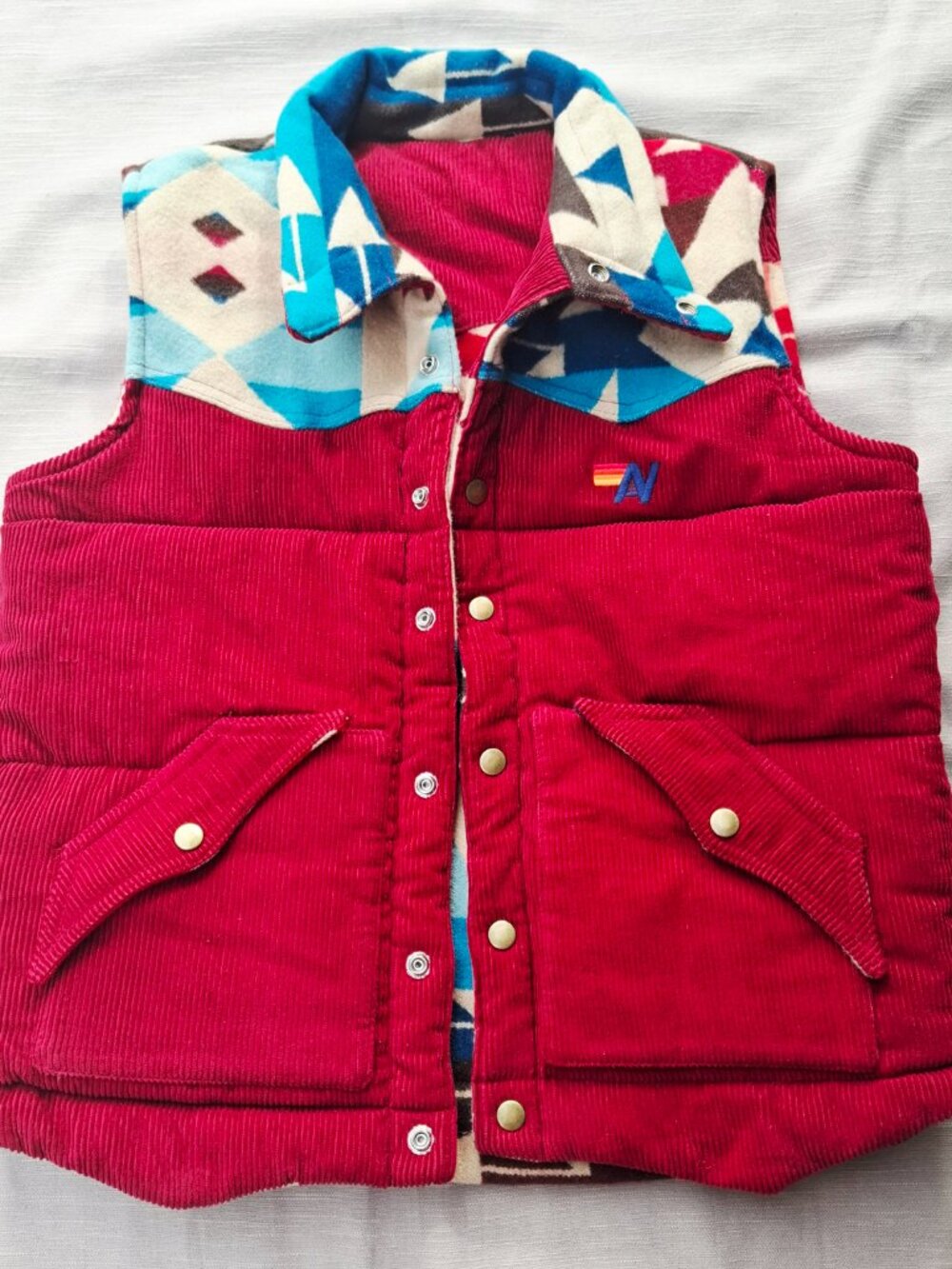 Aviator Nation × Pendelton Navajo Corduroy Wool Reversible Vest Unisex Size M* - Picture 9 of 15